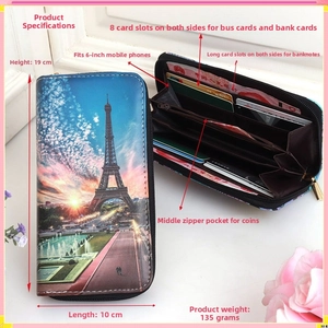 Detailed interior of Eiffel Tower wallet showing 8 card slots and zipper pocket