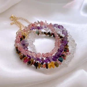 Bracciale Con Scaglie Di Cristallo Irregolare Pietra Naturale Catena Estensione Rame Per Donne Ragazze Gioielli Eleganti