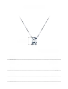 Detailed size chart for 1.0ct emerald cut moissanite pendant in 925 sterling silver
