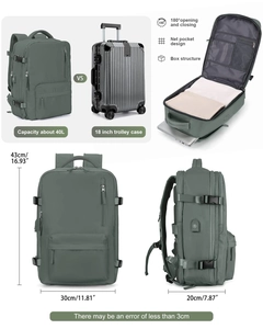 Mochila de viaje de 40L con apertura de 180 grados y dimensiones 43x30x20cm