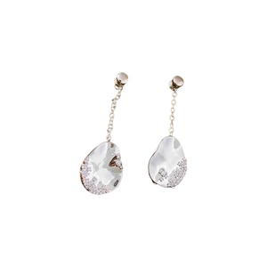 18k gold plated asymmetrical silver earrings with irregular organic shapes and crystals
