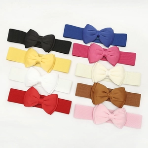 Elastic waist belt collection featuring multi-colored 3D bows for women's dresses