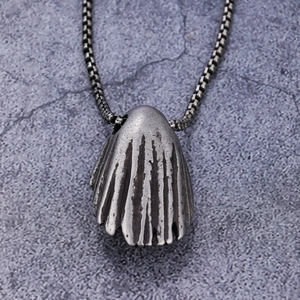 Retro punk style stainless steel reaper devil pendant necklace with vintage silver finish