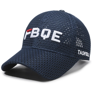 Navy blue breathable mesh baseball cap with white FBQE 3D embroidery on front