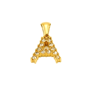 18K gold plated stainless steel letter A pendant with sparkling zircon inlay for women