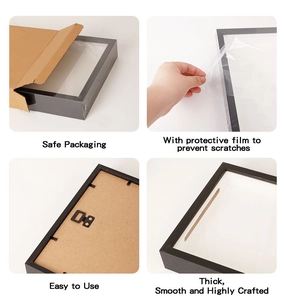 Detail showing safe packaging, protective film, and hanging hook of wood shadow box