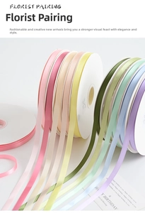 Macro detail of satin ribbons in pastel macaron colors for floral and gift packaging