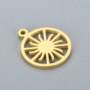 Golden stainless steel gear sunflower pendant for DIY necklaces and jewelry crafting