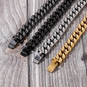 Classic stainless steel Cuban link bracelets in gold, silver, black and gunmetal colors