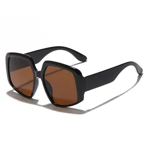 Square oversized pink sunglasses with brown gradient lenses and glossy resin frame