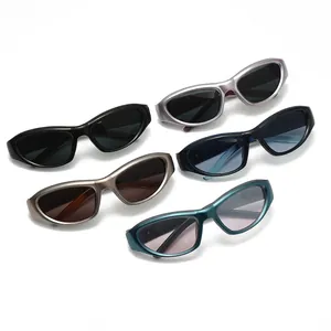 Modern wraparound sport sunglasses in five trendy colors with UV protection lenses