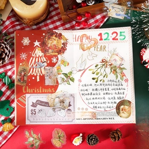 Pack d'autocollants de Noël vintage pour scrapbooking avec motifs Père Noël et rennes