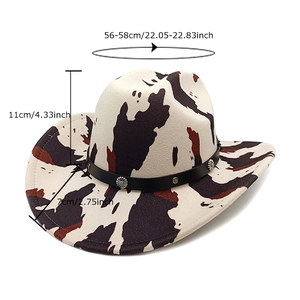 Western cowboy sun hat with cow print pattern and turquoise decorative band