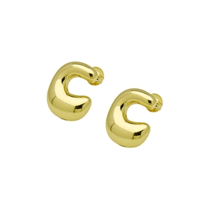 Polished gold C-shaped puffy bubble earrings shown on a clean white background