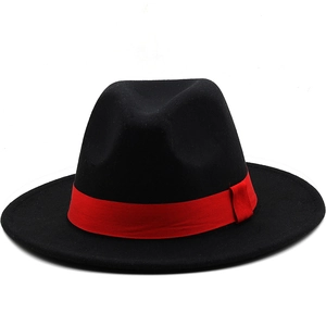 Fedora Hat Woolen Felt Wide Brim Classic British Vintage Jazz Cap With Ribbon Band For Unisex Adults