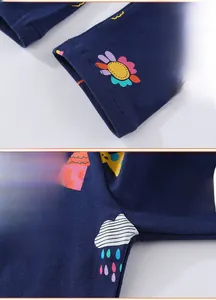 Détail des poignets serrés et des coutures fines sur les leggings imprimés pour filles