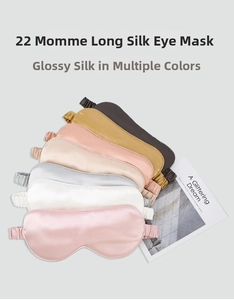 Selection of 22 momme silk eye masks in various colors with wide elastic bands
