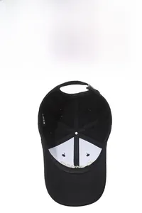 Internal view of black baseball cap showing breathable lining and KSMY brand label