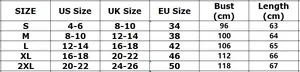 Detailed size chart for women leopard print V-neck blouse showing US, UK, EU sizes and bust CM