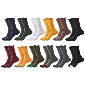 Chaussettes Mi-Mollet Pour Hommes Coton Côtelé Respirant Absorbant La Sueur Couleur Unie Pointe Contrastée Décontracté