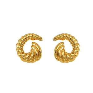 Minimalist 18k gold plated stainless steel twisted rope hoop earrings for women