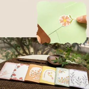 Vue détaillée des cartes de vœux 3D fleurs avec autocollants de scellage assortis