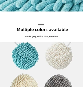 Microfiber chenille hand towel balls in grey, white, blue and beige soft textures