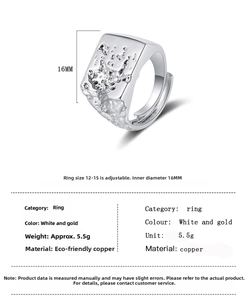 Detailed sizing chart showing the 16mm inner diameter and adjustable ring size range