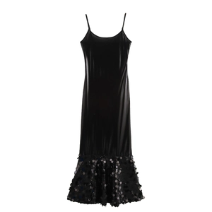 Women Sexy Sequin Maxi Dress Slim Fit High Waist Mermaid Hem Evening Party Slip Dress Elegant Sleeveless