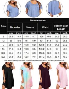 Tabella taglie dettagliata per camicia da notte da donna con misure dalla S alla 3XL