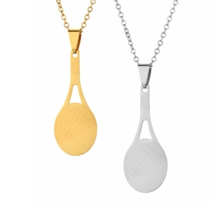 Collier Pendentif Raquette De Tennis En Acier Inoxydable Style Sportif Bijoux De Fitness Pour Hommes Femmes Passionnés De Gym Cadeau