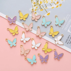 Butterfly Shape Charms Enamel Alloy Pendants For DIY Jewelry Making Colorful Animal Theme Accessories