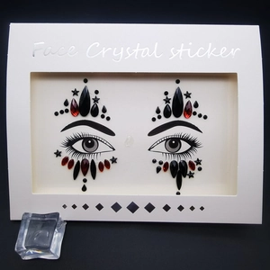 Set de pegatinas de cristales faciales rojos y negros para maquillaje de carnaval