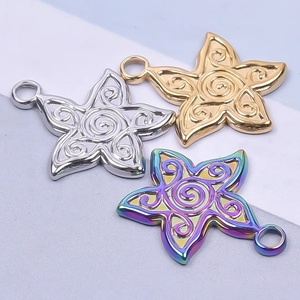 Strukturierte Seestern Anhänger in Gold Silber und Regenbogen für DIY Schmuckdesign