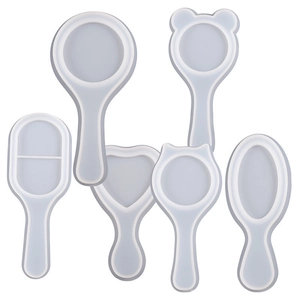 Lot de six moules en silicone pour brosses à cheveux en forme de cœur et d'animaux pour résine