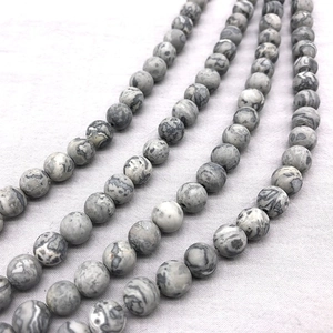 Natural gray marble texture round loose stone beads for DIY jewelry making and crafts