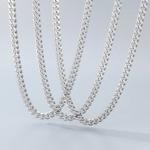 Classic 8mm silver punk Cuban link chain necklace made of durable titanium steel