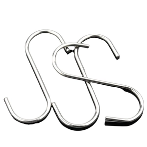 Three-piece stainless steel S-hooks set with smooth finish for kitchen and bathroom hanging