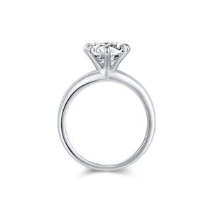 Elegant 2 carat Moissanite ring in S925 sterling silver with classic six-prong setting
