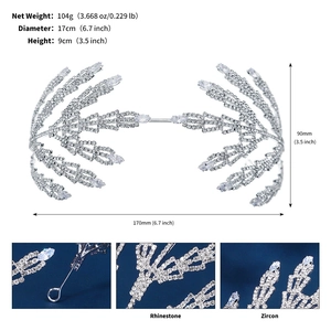 Détails du diadème de mariée argenté avec dimensions des strass et spécifications du zircon