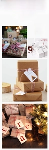 Detail of red and white two-tone cotton baker twine used for festive gift box packaging