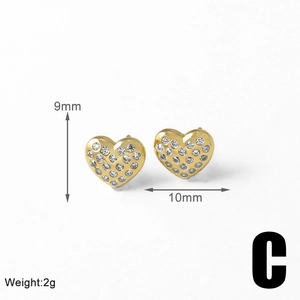 Detail showing 9x10mm heart stud earrings with sparkling pavé cubic zirconia inlay