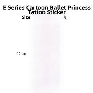 Detailed sheet of ballet princess temporary tattoos for kids with pink and blue designs