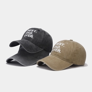 Washed cotton baseball cap with BEST DAD EVER text in vintage black and khaki styles