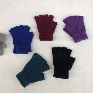 Winter thermal half-finger knit gloves in five solid colors for outdoor warmth