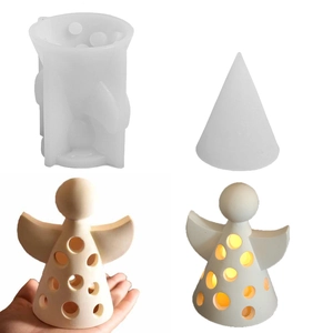 Angel Candle Holder Silicone Mold Hollow DIY Craft Plaster Resin Casting Lamp Shade Desk Ornament