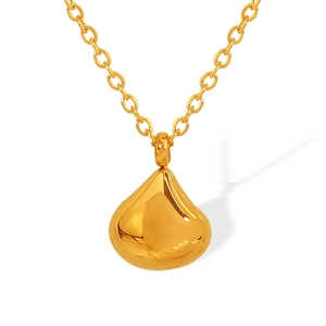 Elegant gold teardrop pendant necklace with polished finish and classic link chain
