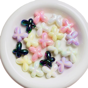 Colorful UV plated resin butterfly beads in pastel colors for DIY jewelry making