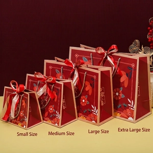 Traditional red Chinese wedding gift bags set in small, medium, large, extra large sizes