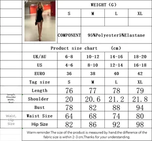 Detailed size chart for sexy slit dress with bust, waist and hip measurements in cm
